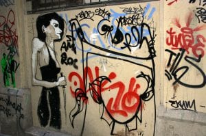 Graffiti im Bario Gothico in Barcelona